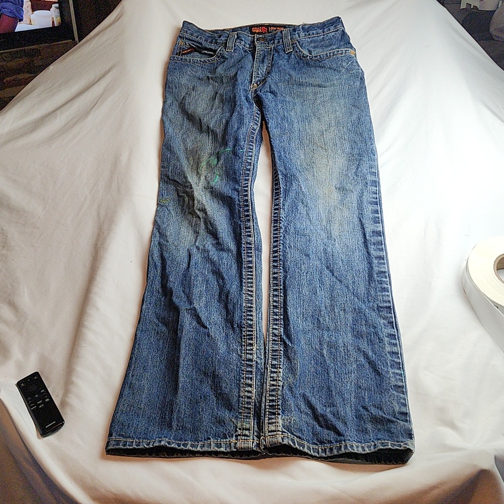 Ariat Work FR M4 Low Rise Boot Cut Jeans Medium Wash 100% Cotton Men's Size 32